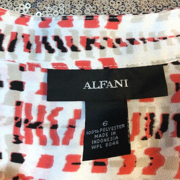 Alfani Coral & White Crossover Sleeveless Top - Picture 5 of 8